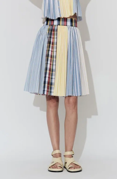 De Loreta Aire Pleated Cotton Midi Skirt In Multi