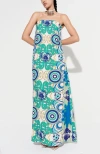 De Loreta Aloe Column Cotton Maxi Dress In Multi