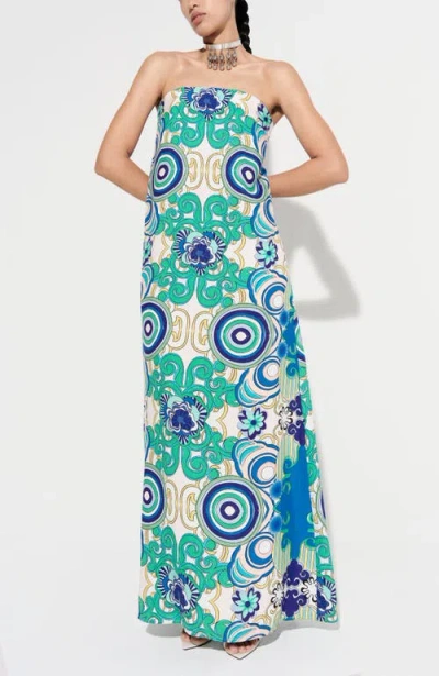 De Loreta Aloe Column Cotton Maxi Dress In Multi