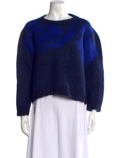 Pre-owned De Loreta Alpaca Patterned Sweater In Blue