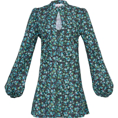 De Loreta Azucena Long Sleeve Cotton Minidress In Green