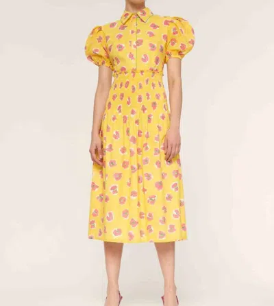 De Loreta Begonia Print Mote Dress In Yellow