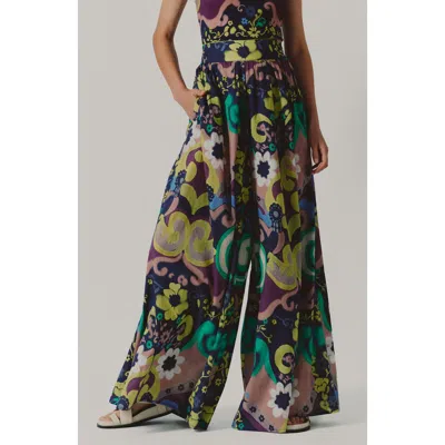 De Loreta Campana High Waist Wide Leg Cotton Pants In Multi