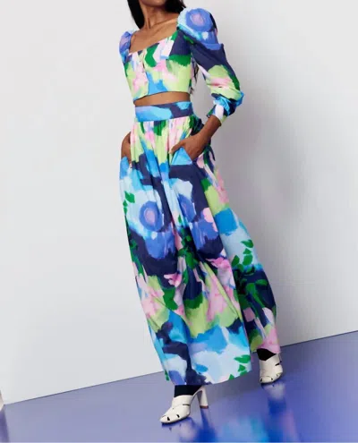 De Loreta Campana Pants In Oleo Azul In Multi