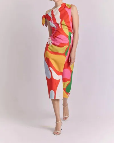 De Loreta Cleo Dress In Hojas Pink In Multi