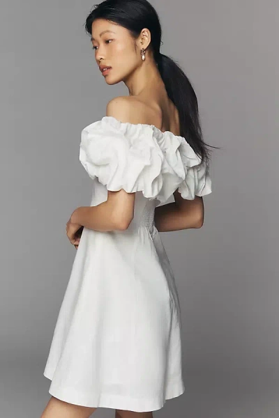 De Loreta Cumaral Cotton Off-shoulder Mini Dress In White