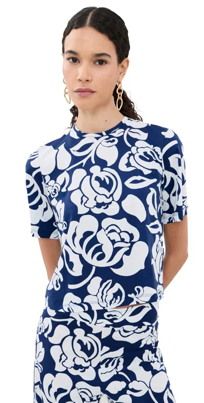 De Loreta Dakota Top Flora Navy In Blue