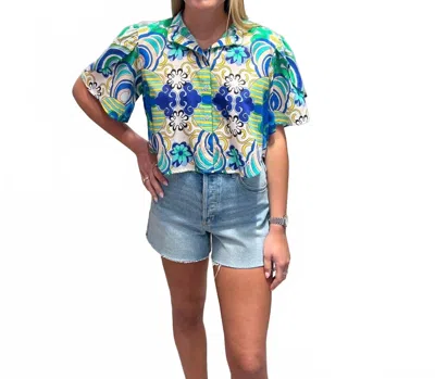 De Loreta Daniela Button Front Blouse In Blue
