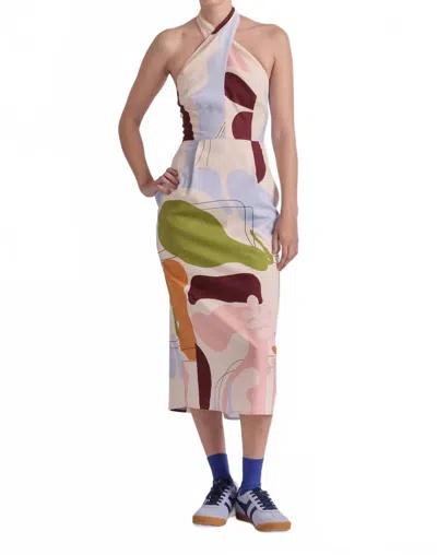 De Loreta Del Georgia Dress In Hojas White In Multi