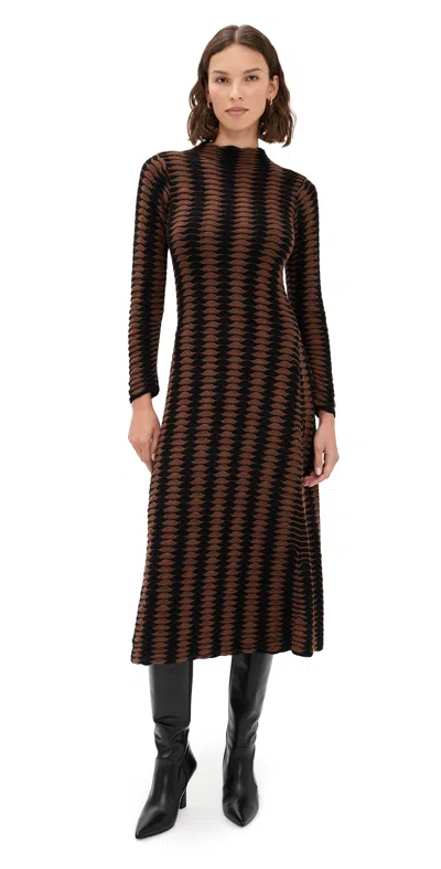 De Loreta Dulce Dress Chocolate/black In Multi