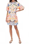 De Loreta Este Puff Sleeve Cotton Mini Shirtdress In Multi