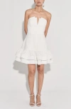 De Loreta Festivo Strapless Drop Waist Cotton Minidress In White