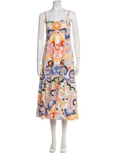Pre-owned De Loreta Floral Print Midi Length Dress In Multi