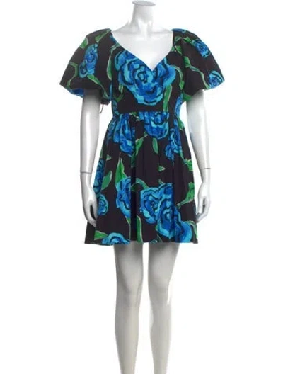 Pre-owned De Loreta Floral Print Mini Dress In Multicolor