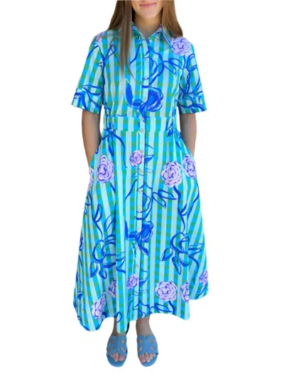 De Loreta Francisca Midi Dress In Luva Verde In Blue