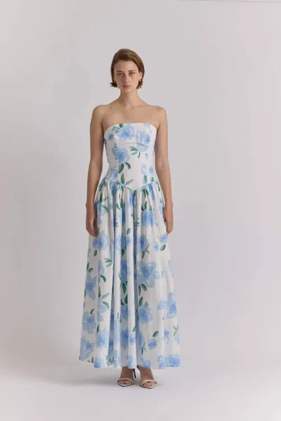 De Loreta Galondrina Dress In Peonia Blue Print In Multi