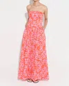 De Loreta Golondrina Strapless Drop Waist Cotton Maxi Dress In Multi