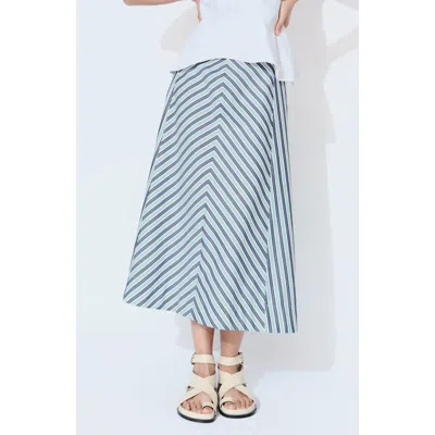 De Loreta Jutiapa Panelled A-line Cotton Midi Skirt In Blue