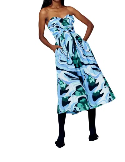 De Loreta Lidia Dress In Marmol Verde In Multi