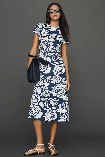 De Loreta Marimba Cotton Midi Dress In Blue