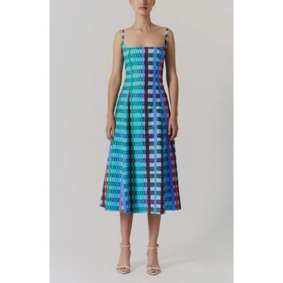 De Loreta Micaela Spaghetti Strap Cotton Midi Dress In Blue