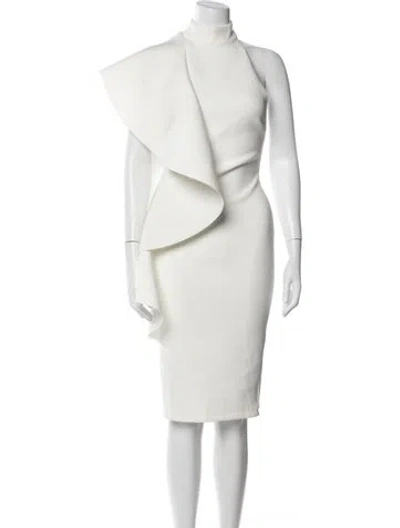 Pre-owned De Loreta Mock Neck Knee-length Dress W/ Tags In White