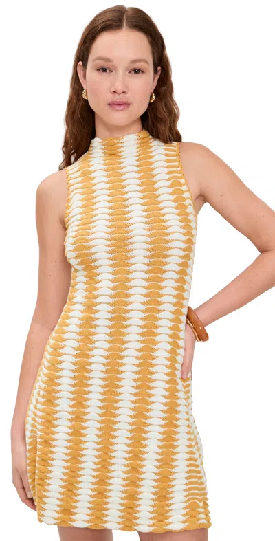 De Loreta Monte Knit Dress Yellow White
