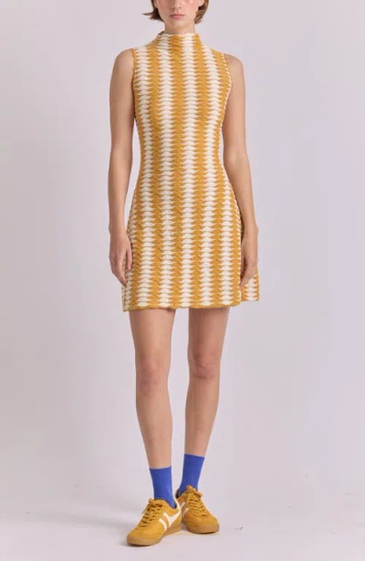 De Loreta Monte Slip-on Mock Neck Knit Mini Dress In Yellow