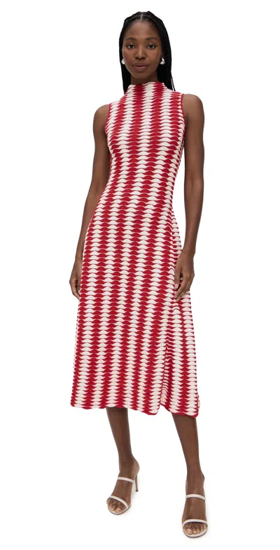 De Loreta Montebello Dress Red/white In Multi