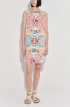 De Loreta Mundo Sleeveless Column Cotton Minidress In Multi