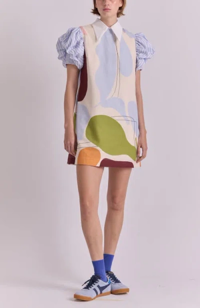 De Loreta Mundo Sleeveless Column Cotton Minidress In Multi