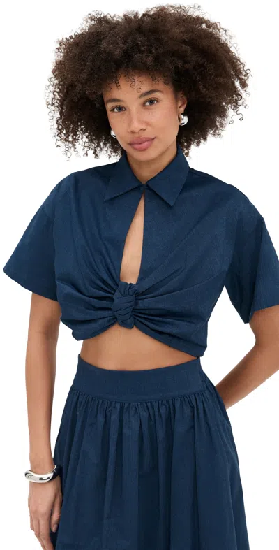 De Loreta Myriam Blouse Navy Denim In Blue