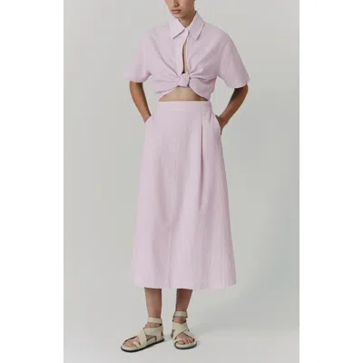 De Loreta Myriam Short Sleeve Knot Front Cotton Top In Neutral