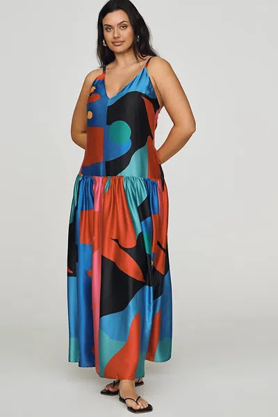 De Loreta Paca 100% Cotton Maxi Dress In Multi