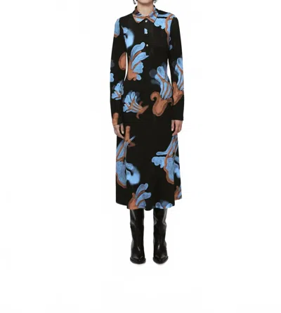 De Loreta Pantera Midi Dress In Black In Multi
