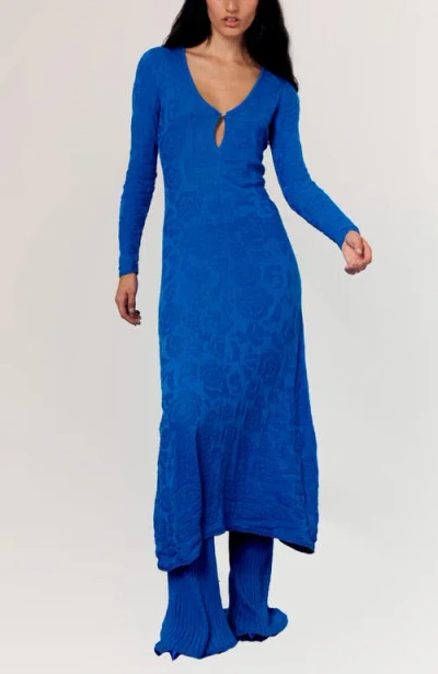 De Loreta Petunia Long Sleeve Cotton Blend Sweater Midi Dress