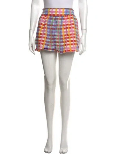 Pre-owned De Loreta Plaid Print Mini Shorts In Multicolor