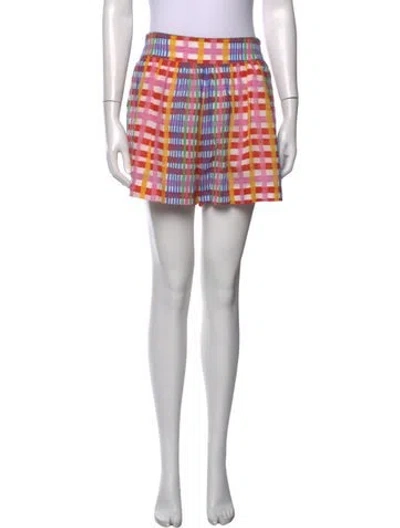 Pre-owned De Loreta Plaid Print Mini Shorts In White
