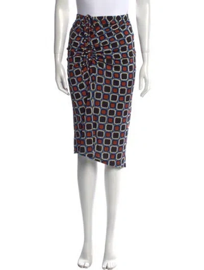 Pre-owned De Loreta Printed Knee-length Skirt W/ Tags In Blue