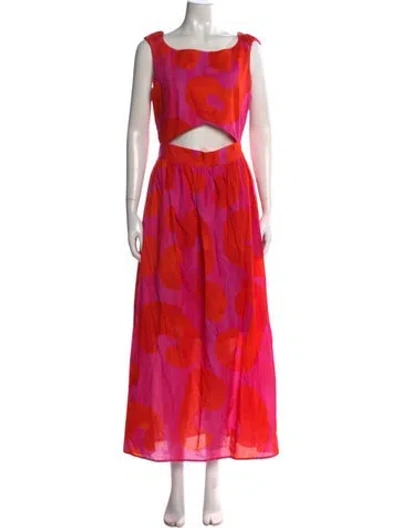 Pre-owned De Loreta Printed Long Dress In Multicolor