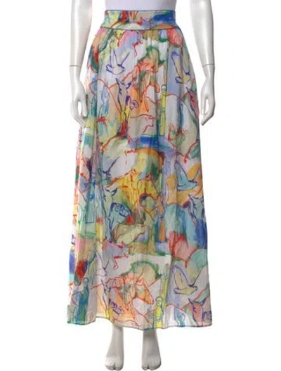 Pre-owned De Loreta Printed Long Skirt In Neutral