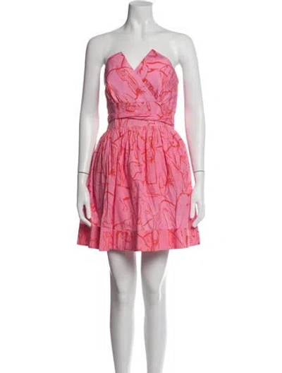 Pre-owned De Loreta Printed Mini Dress In Pink