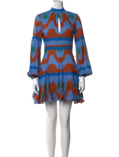 Pre-owned De Loreta Printed Mini Dress W/ Tags In Blue