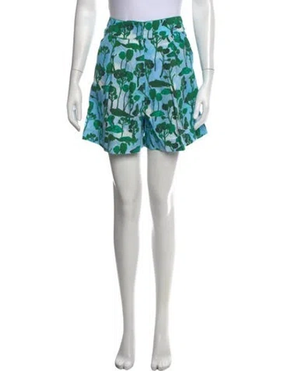 Pre-owned De Loreta Printed Mini Shorts In Blue