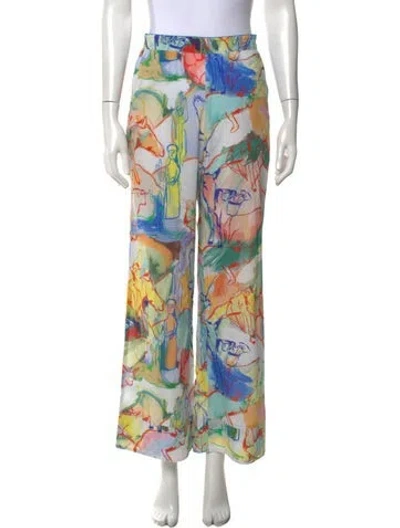 Pre-owned De Loreta Printed Wide Leg Pants In Multicolor