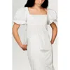 De Loreta Rosario Puff Sleeve Cotton Blouse In White