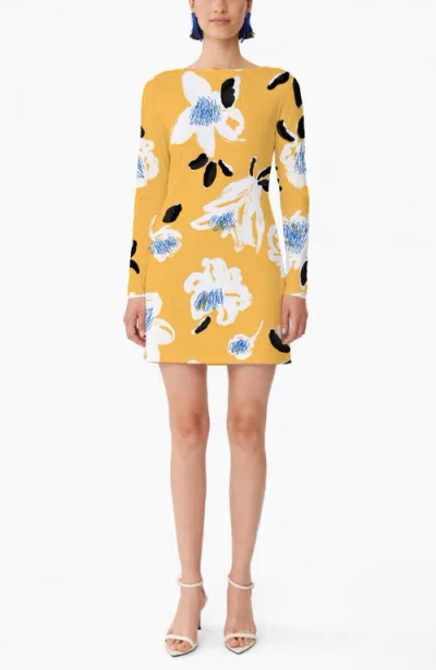 De Loreta Rubi Long Sleeve Mini Cotton Dress In Yellow