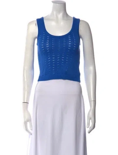 Pre-owned De Loreta Scoop Neck Sleeveless Crop Top In Blue