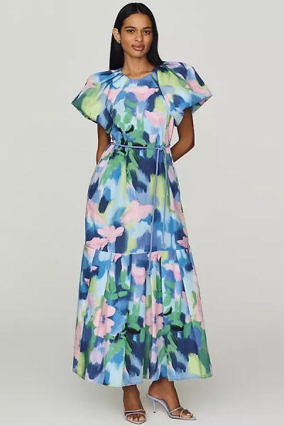 De Loreta Short-sleeve Maxi Dress In Blue