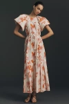 De Loreta Short-sleeve Maxi Dress In Multi